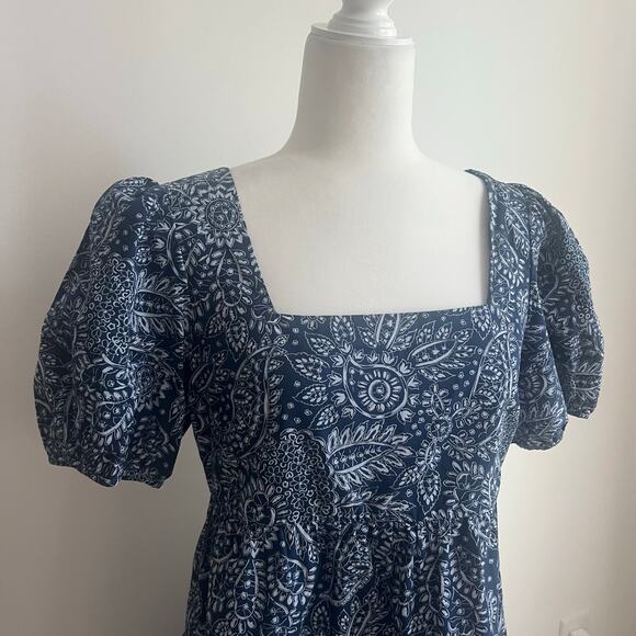 Madewell Poplin Puff-Sleeve Tiered Babydoll Dress in Paisley Garden Size 4 - Picture 3 of 7